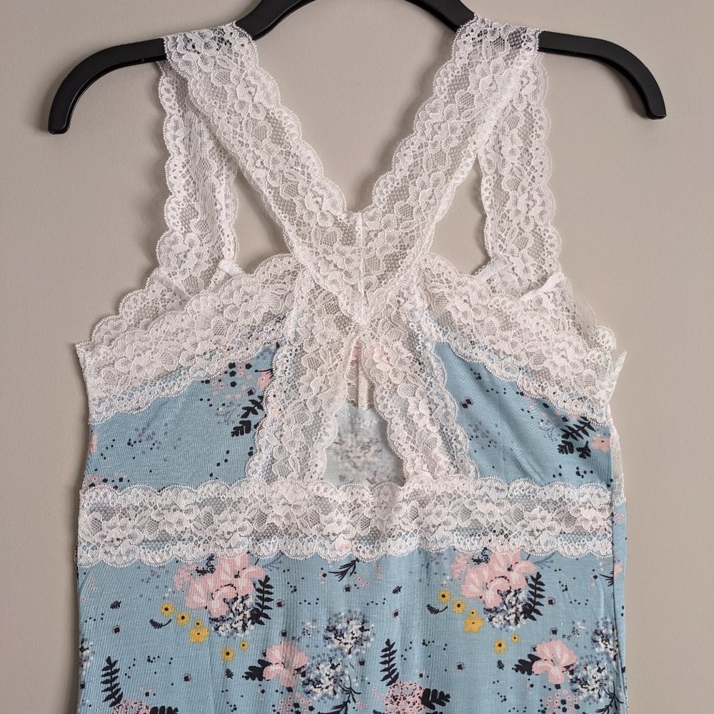 Honeydew Intimates Ahna Chemise Keyhole Lace Back Mint Tea Floral M - Picture 9 of 12